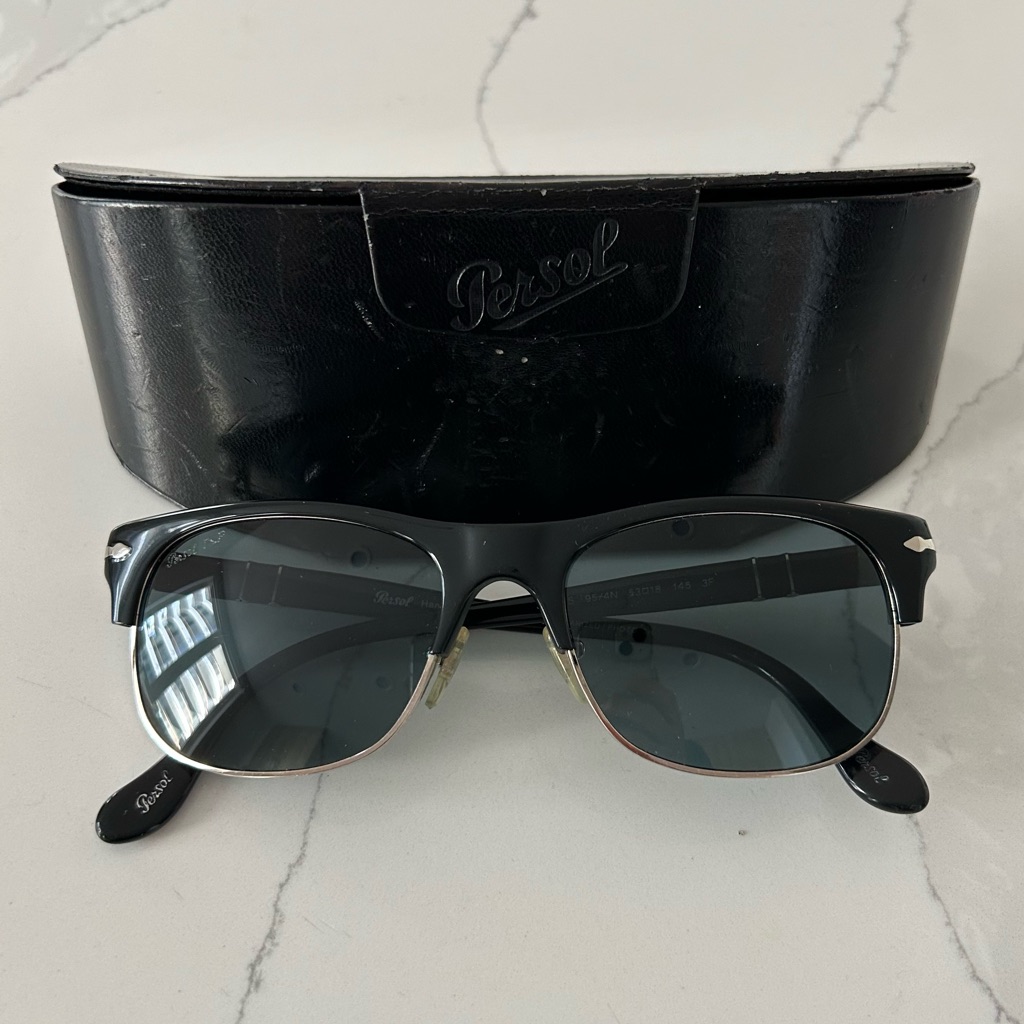 Persol 3034-S Polarized Sunglasses W/ Blue Glass Lenses & Persol Case